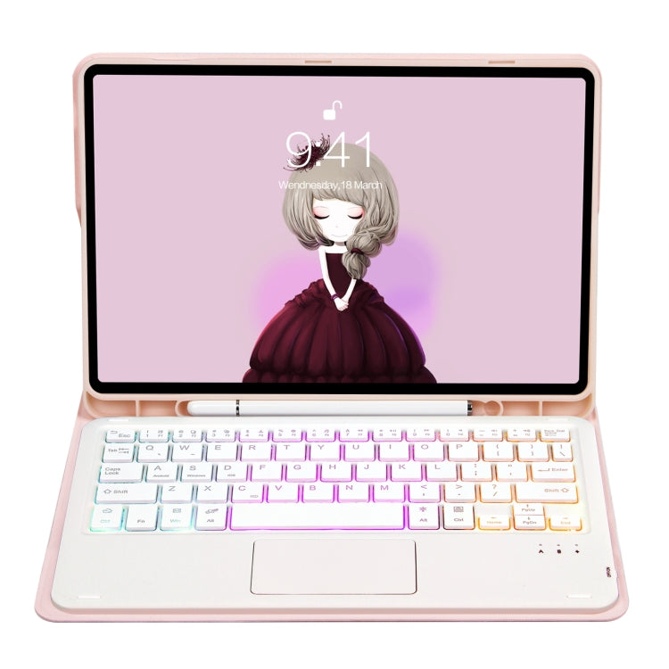 For Samsung Galaxy Tab S8 / S7 A700B-AS Candy Color Backlight Bluetooth Keyboard Leather Tablet Case(Pink) - Samsung Keyboard by PMC TechLife | Online Shopping South Africa | PMC TechLife