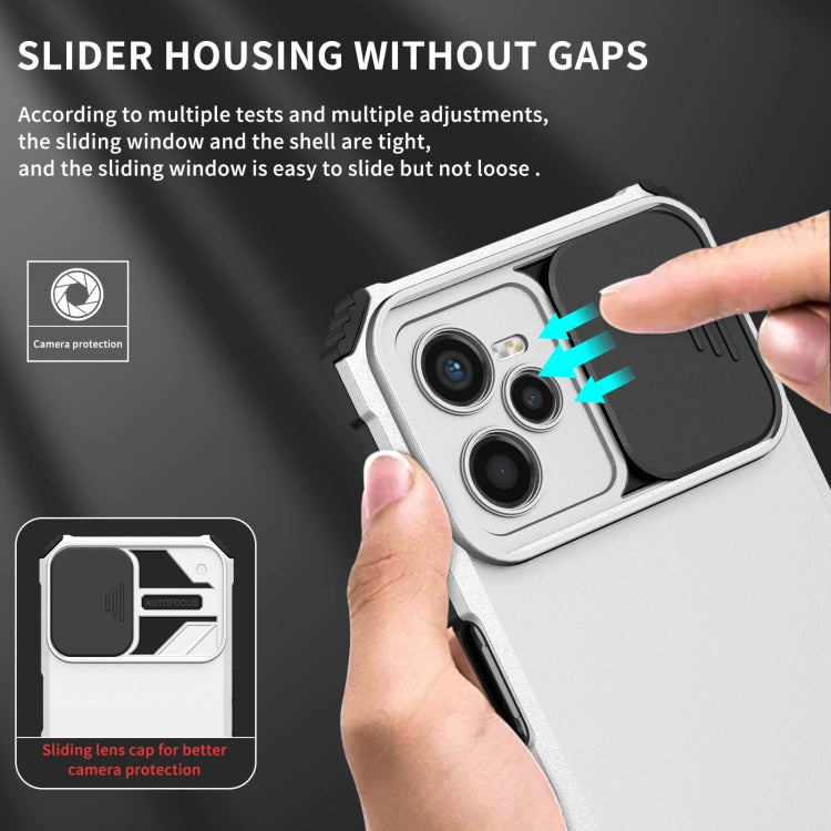 For OPPO Realme C35 Stereoscopic Holder Sliding Camshield Phone Case(White) - Realme Cases by PMC Jewellery | Online Shopping South Africa | PMC Jewellery