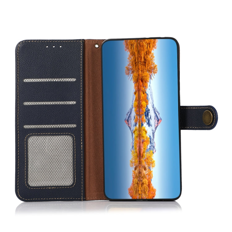 For OnePlus Nord 2T 5G KHAZNEH Custer Texture RFID Genuine Leather Phone Case(Blue) - free shipping - PMC TechLife - Order now!