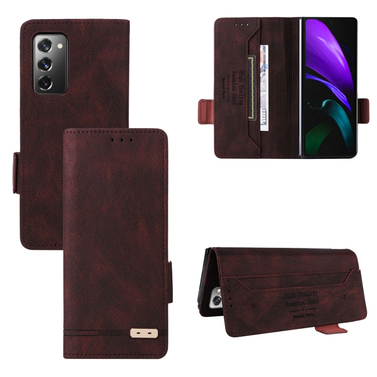 For Samsung Galaxy Z Fold2 5G Magnetic Clasp Flip Leather Phone Case(Brown) - free shipping - PMC TechLife - Order now!