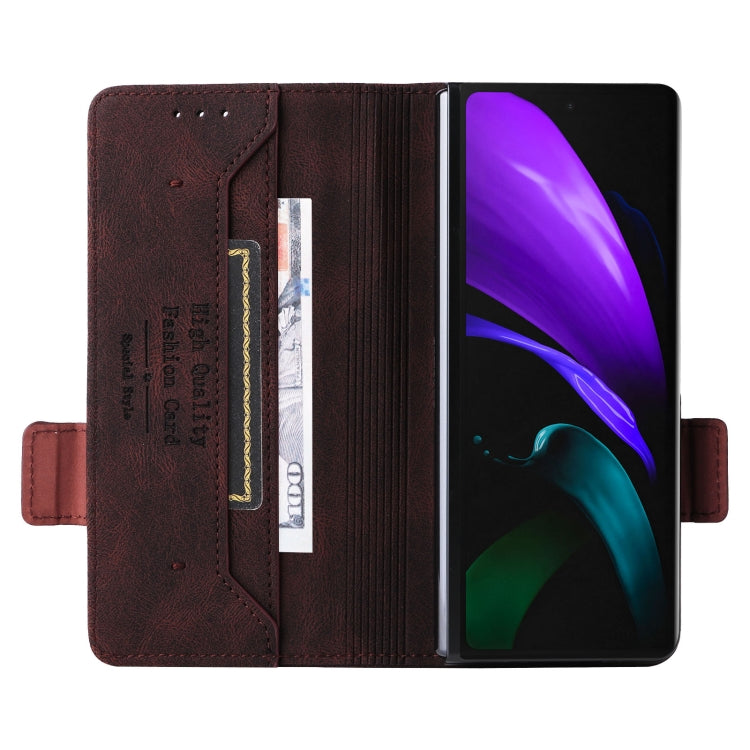 For Samsung Galaxy Z Fold2 5G Magnetic Clasp Flip Leather Phone Case(Brown) - free shipping - PMC TechLife - Order now!