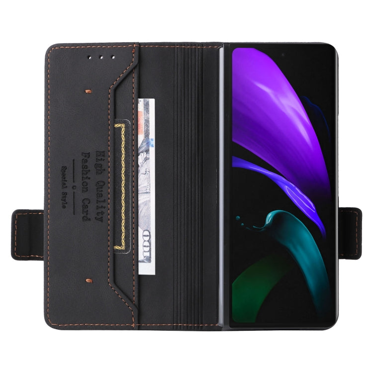 For Samsung Galaxy Z Fold2 5G Magnetic Clasp Flip Leather Phone Case(Black) - Galaxy Phone Cases by PMC TechLife | Online Shopping South Africa | PMC TechLife