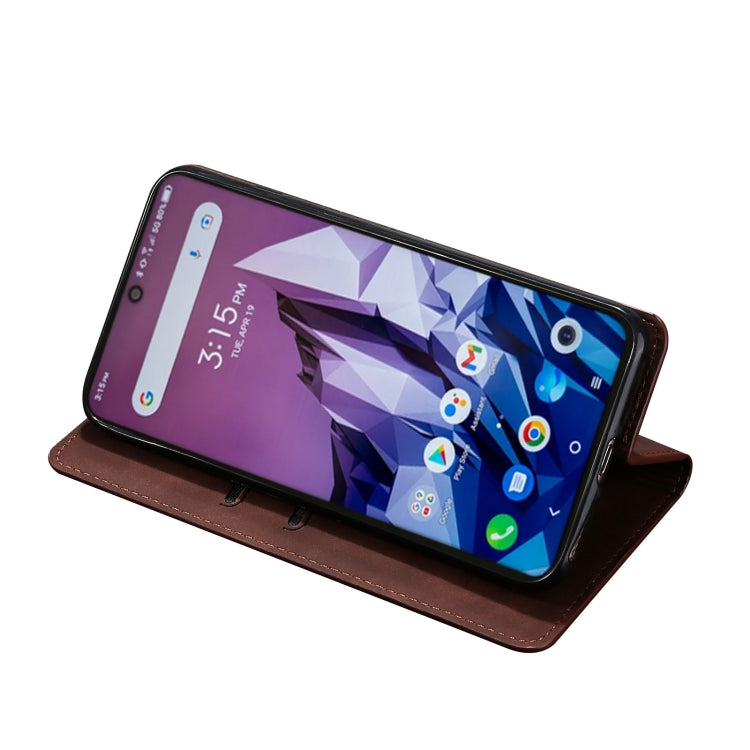For Blackview A55 Pro Skin Feel Magnetic Horizontal Flip Leather Phone Case(Dark Brown) - More Brand by PMC Jewellery | Online Shopping South Africa | PMC Jewellery | Buy Now Pay Later Mobicred