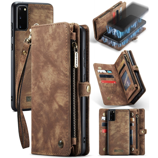 For Galaxy S20 CaseMe Detachable Multifunctional Horizontal Flip Leather Case, with Card Slot & Holder & Zipper Wallet & Photo Frame(Brown) - Galaxy Phone Cases by CaseMe | Online Shopping South Africa | PMC Jewellery | Buy Now Pay Later Mobicred