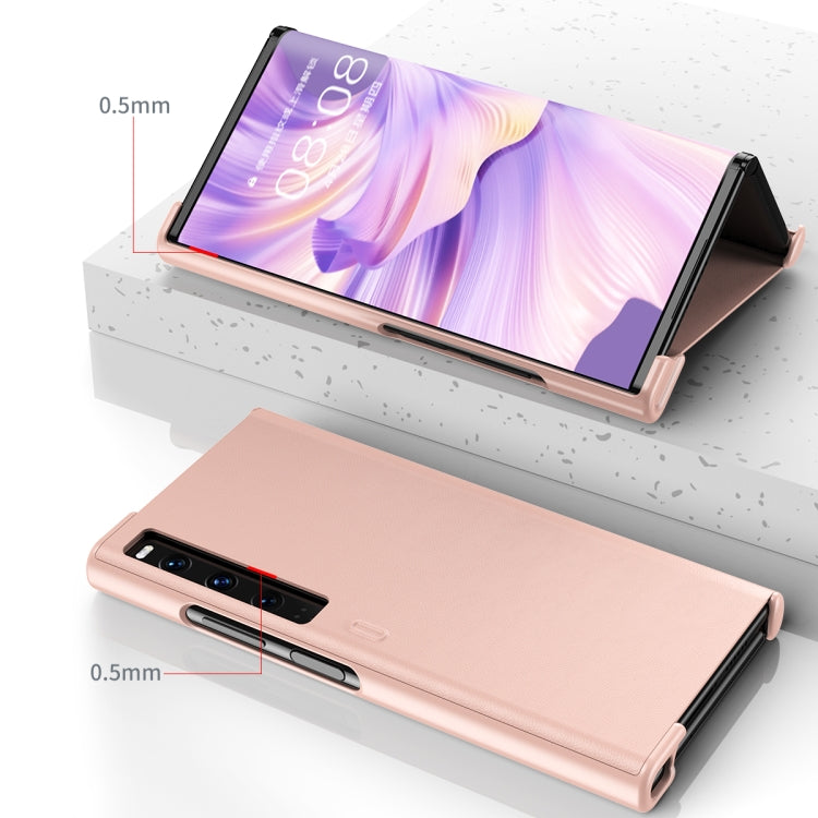 For Huawei Mate Xs 2 Leather Shockproof Phone Case With Holder(Pink) - Huawei Cases by PMC TechLife | Online Shopping South Africa | PMC TechLife | Buy Now Pay Later Mobicred