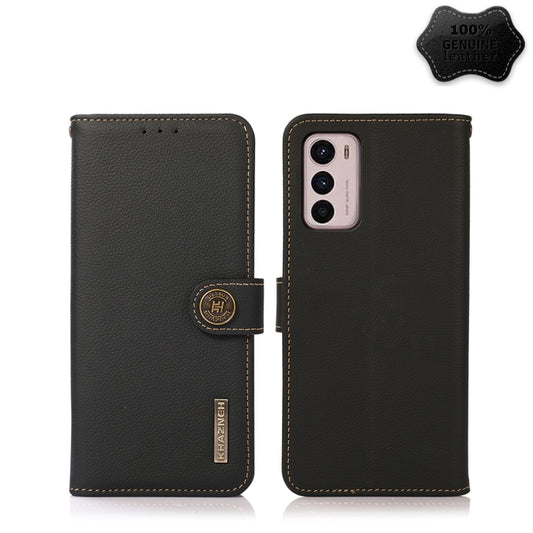 For Motorola Moto G42 KHAZNEH Custer Genuine Leather RFID Phone Case(Black) - Motorola Cases by PMC Jewellery | Online Shopping South Africa | PMC Jewellery | Buy Now Pay Later Mobicred