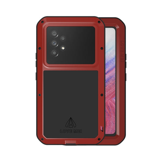 For Samsung Galaxy A53 LOVE MEI Metal Shockproof Waterproof Dustproof Protective Phone Case with Glass(Red) - Galaxy Phone Cases by LOVE MEI | Online Shopping South Africa | PMC Jewellery