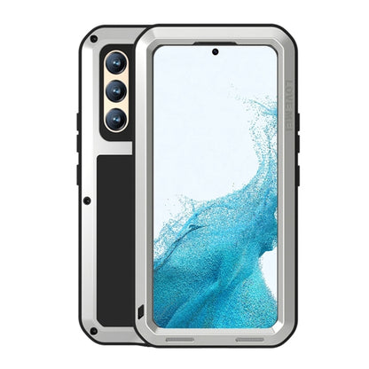 For Samsung Galaxy S22  LOVE MEI Metal Shockproof Waterproof Dustproof Protective Phone Case with Glass(Silver) - Galaxy S22 5G Cases by LOVE MEI | Online Shopping South Africa | PMC Jewellery