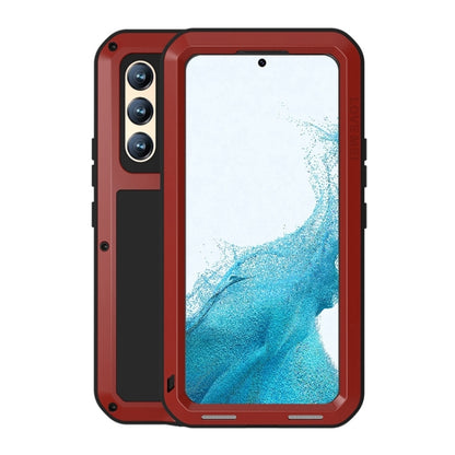 For Samsung Galaxy S22+ LOVE MEI Metal Shockproof Waterproof Dustproof Protective Phone Case with Glass(Red) - Galaxy S22+ 5G Cases by LOVE MEI | Online Shopping South Africa | PMC Jewellery