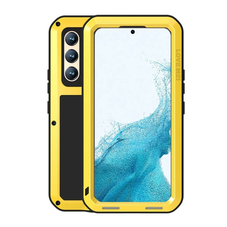 For Samsung Galaxy S22+ LOVE MEI Metal Shockproof Waterproof Dustproof Protective Phone Case with Glass(Yellow) - Galaxy S22+ 5G Cases by LOVE MEI | Online Shopping South Africa | PMC Jewellery | Buy Now Pay Later Mobicred