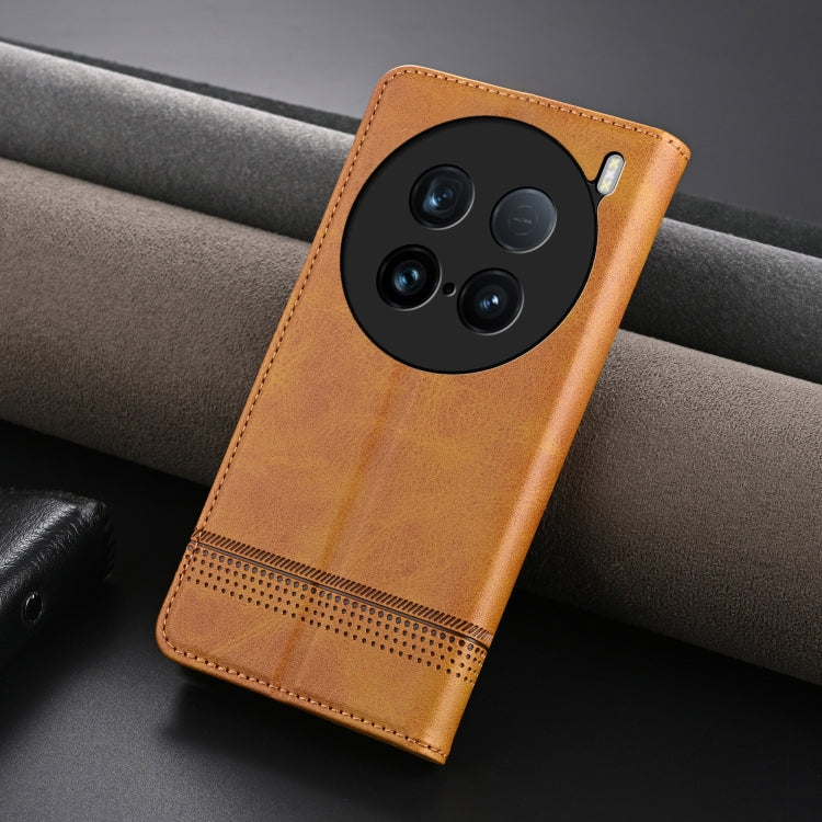 For vivo X100 Ultra AZNS Magnetic Calf Texture Leather Phone Case(Light Brown) - vivo Cases by AZNS | Online Shopping South Africa | PMC Jewellery | Buy Now Pay Later Mobicred