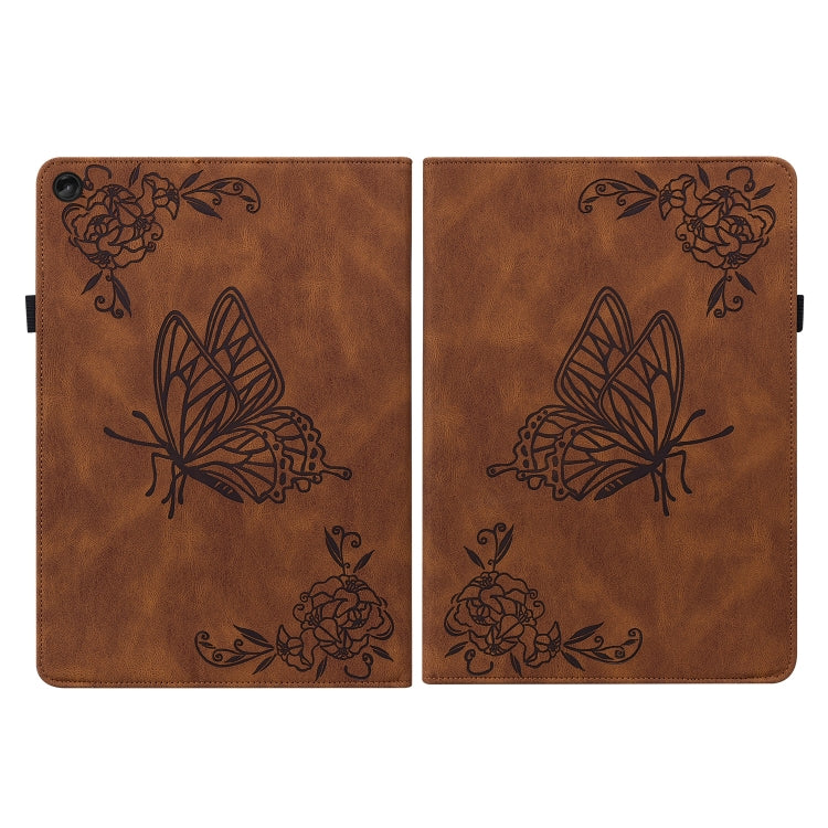 For Lenovo Tab M10 10.1 3rd Gen Butterfly Flower Embossed Leather Tablet Case(Brown) - Lenovo by PMC TechLife | Online Shopping South Africa | PMC TechLife | Buy Now Pay Later Mobicred