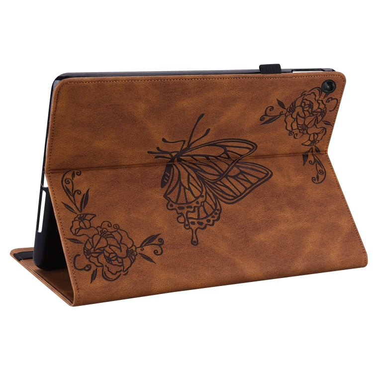 For Lenovo Tab M10 10.1 3rd Gen Butterfly Flower Embossed Leather Tablet Case(Brown) - Lenovo by PMC TechLife | Online Shopping South Africa | PMC TechLife | Buy Now Pay Later Mobicred