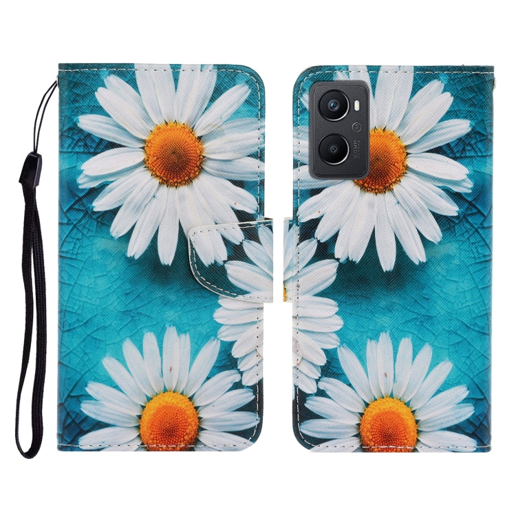 For OPPO A96 4G / Realme 9i Colored Drawing Pattern Flip Leather Phone Case(Daisy) - Realme Cases by PMC Jewellery | Online Shopping South Africa | PMC Jewellery | Buy Now Pay Later Mobicred
