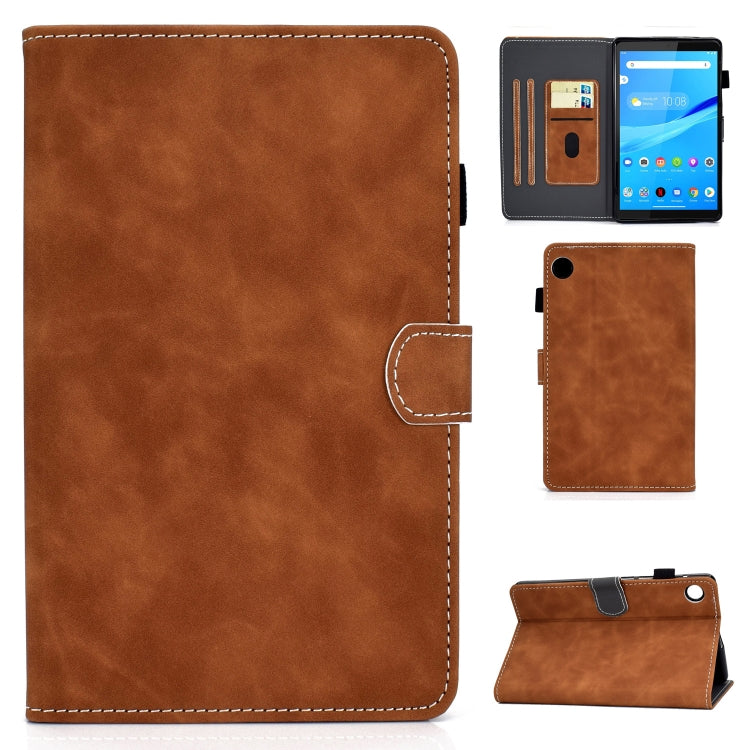 For Lenovo Tab M10 Plus 10.6 3rd Gen 2022 Stitching Cowhide Texture Smart Leather Tablet Case(Brown) - Lenovo by PMC TechLife | Online Shopping South Africa | PMC TechLife