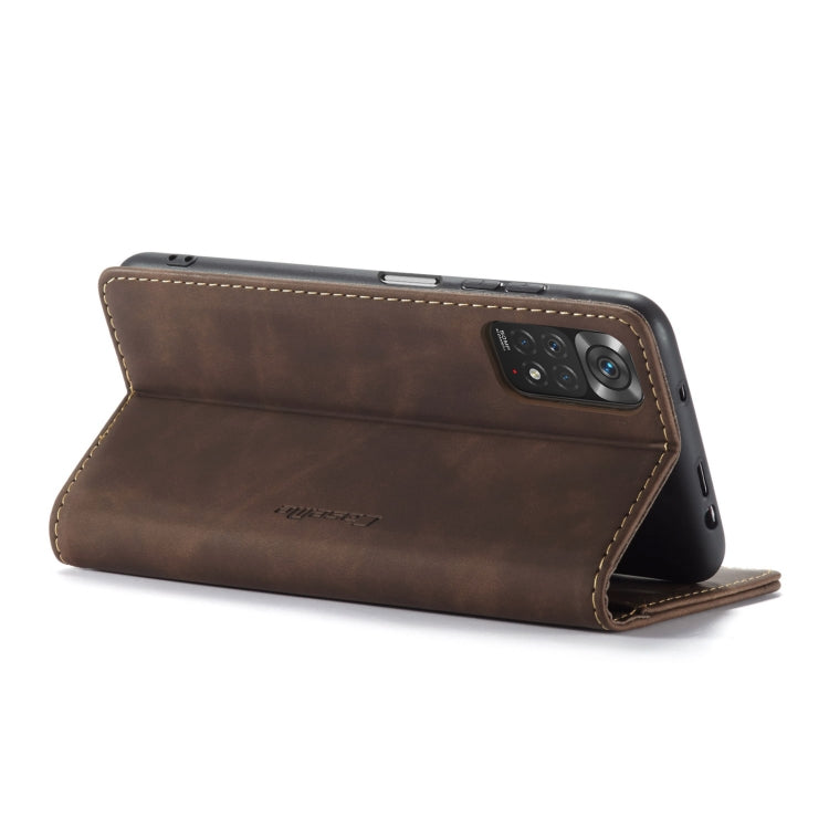 For Xiaomi Redmi Note 11 4G/Note 11S Global CaseMe 013 Multifunctional Horizontal Flip Leather Phone Case(Coffee) - free shipping - PMC TechLife - Order now!