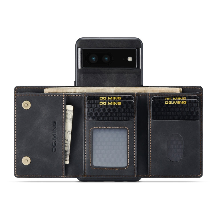 For Google Pixel 6A DG.MING M1 Series 3-Fold Multi Card Wallet + Magnetic Phone Case(Black) - Google Cases by DG.MING | Online Shopping South Africa | PMC TechLife | Buy Now Pay Later Mobicred