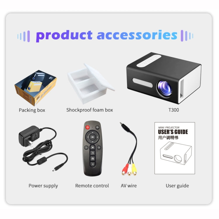T300 25ANSI LED Portable Home Multimedia Game Projector, Plug Type:AU Plug(Yellow) - free shipping - PMC TechLife - Order now!