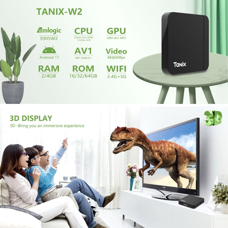 Tanix W2 Amlogic S905 Quad Core Smart TV Set Top Box, RAM:2G+16G(EU Plug) - Amlogic S905 by PMC Jewellery | Online Shopping South Africa | PMC Jewellery | Buy Now Pay Later Mobicred