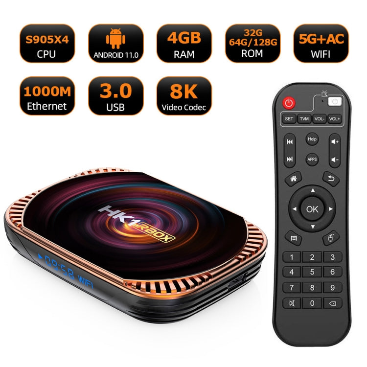 MECOOL HK1RBOX X4 4K TV Box, Android 11 Amlogic S905X4 CPU with RC 4GB+64GB(EU Plug) - Amlogic S905 by MECOOL | Online Shopping South Africa | PMC Jewellery | Buy Now Pay Later Mobicred