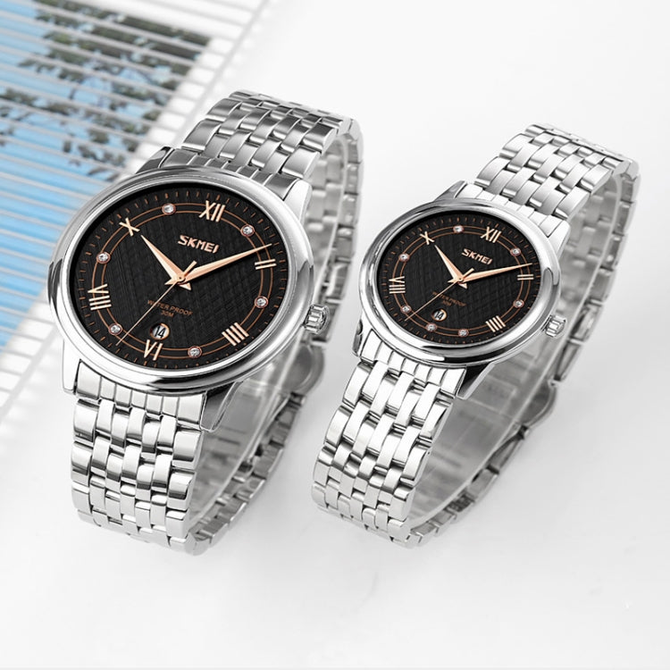 SKMEI 9272 Stainless Steel Buckle Strap Waterproof Quartz Watch Man(Silver Shell Silver Surface) - free shipping - PMC TechLife - Order now!