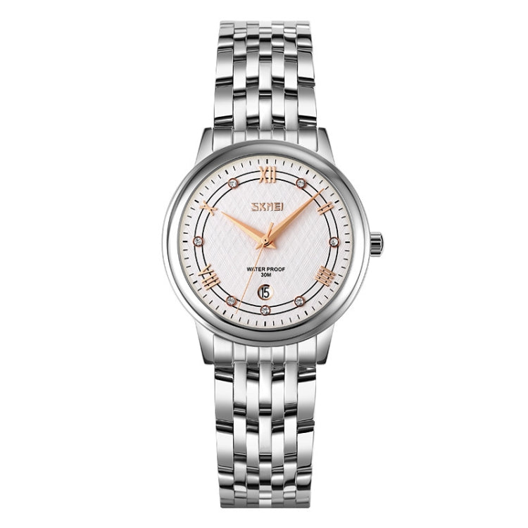 SKMEI 9272 Stainless Steel Buckle Strap Waterproof Quartz Watch Women(Silver Shell Silver Surface) - free shipping - PMC TechLife - Order now!