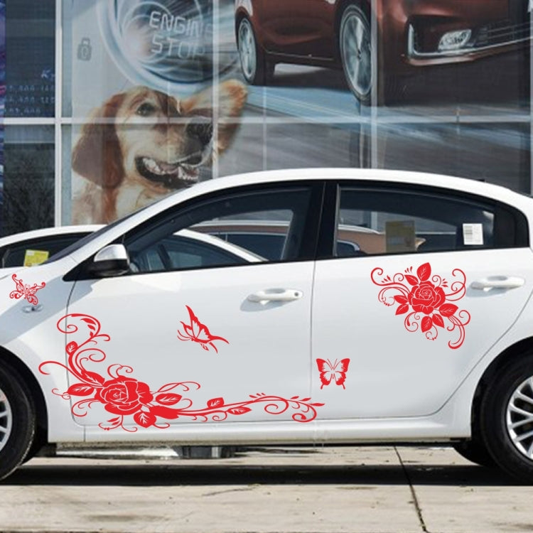 2 PCS/Set D-72 Butterfly Love Flower Pattern Car Modified Decorative Sticker(Red) - Decorative Sticker by PMC TechLife | Online Shopping South Africa | PMC TechLife | Buy Now Pay Later Mobicred