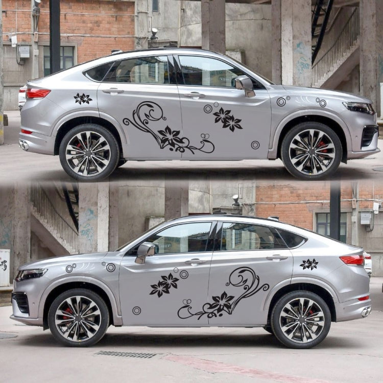 2 PCS/Set D-75 Flower Vine Pattern Car Modified Decorative Sticker(Black) - Decorative Sticker by PMC TechLife | Online Shopping South Africa | PMC TechLife | Buy Now Pay Later Mobicred
