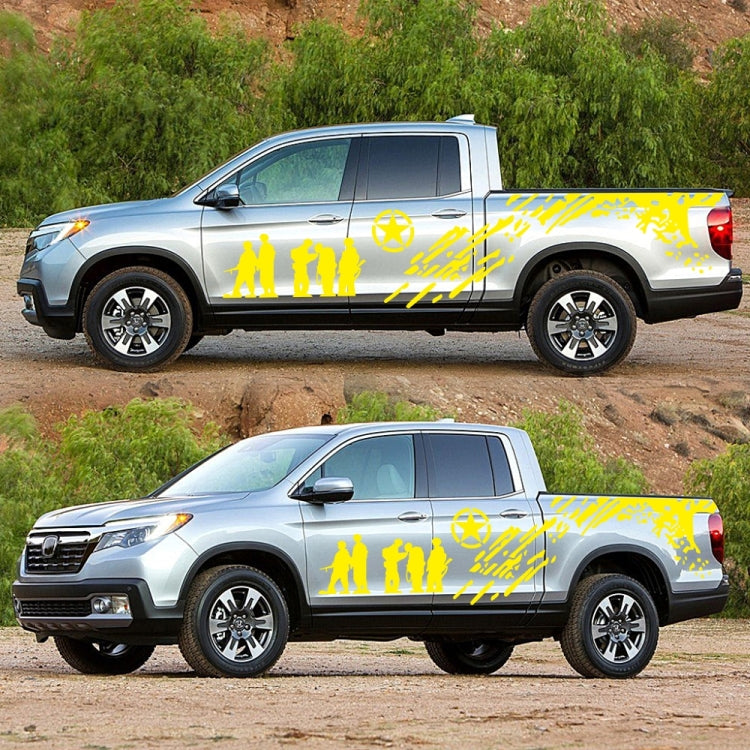 2 PCS/Set D-123 Soldiers Pattern Car Modified Decorative Sticker(Yellow) - Decorative Sticker by PMC TechLife | Online Shopping South Africa | PMC TechLife | Buy Now Pay Later Mobicred
