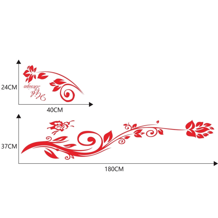 2 PCS/Set D-251 Butterfly Love Flowers Pattern Car Modified Decorative Sticker(Red) - Decorative Sticker by PMC TechLife | Online Shopping South Africa | PMC TechLife | Buy Now Pay Later Mobicred
