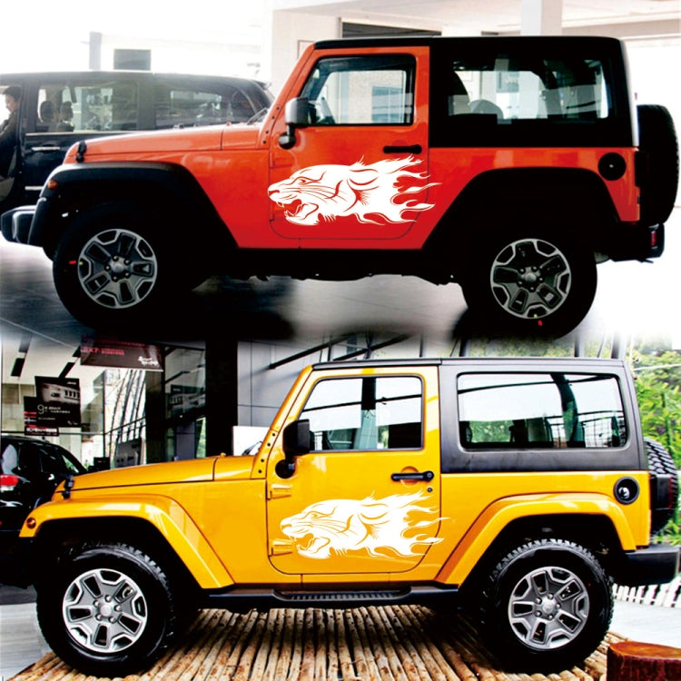 2 PCS/Set D-417 Lion Pattern Car Modified Decorative Sticker(White) - Decorative Sticker by PMC Jewellery | Online Shopping South Africa | PMC Jewellery | Buy Now Pay Later Mobicred