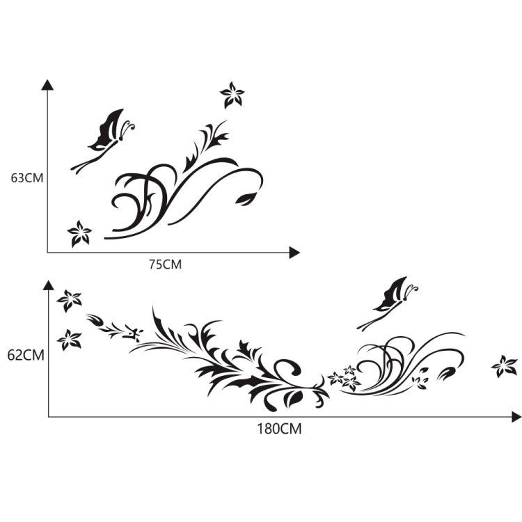 D-462 Butterfly Loves Flowers Pattern Car Modified Decorative Sticker(Black) - Decorative Sticker by PMC TechLife | Online Shopping South Africa | PMC TechLife | Buy Now Pay Later Mobicred