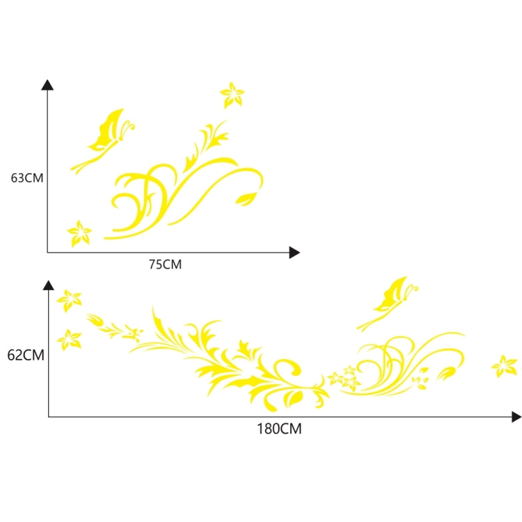 D-462 Butterfly Loves Flowers Pattern Car Modified Decorative Sticker(Yellow) - Decorative Sticker by PMC TechLife | Online Shopping South Africa | PMC TechLife | Buy Now Pay Later Mobicred