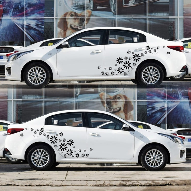 2 PCS/Set D-483 Flower Pattern Car Modified Decorative Sticker(Black) - free shipping - PMC TechLife - Order now!