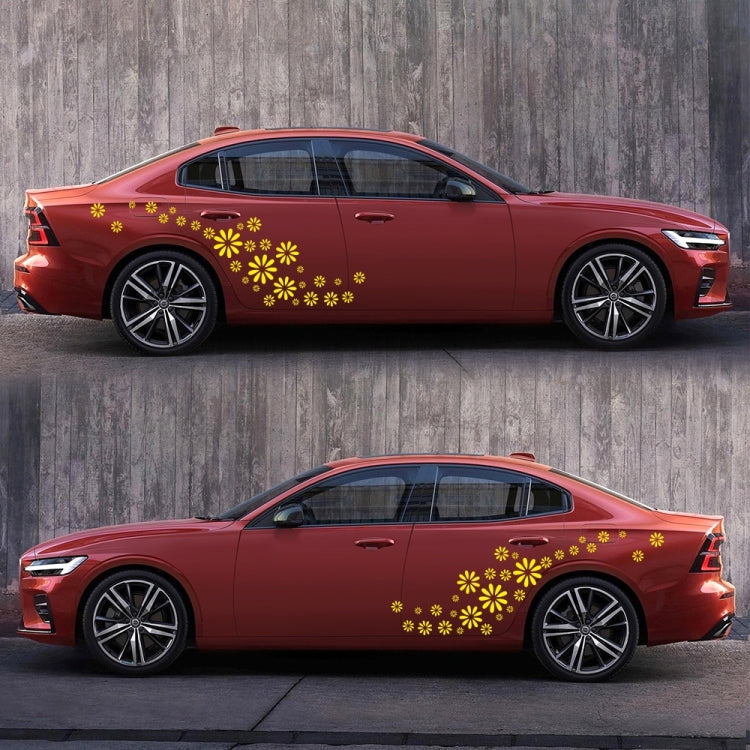 2 PCS/Set D-483 Flower Pattern Car Modified Decorative Sticker(Yellow) - Decorative Sticker by PMC TechLife | Online Shopping South Africa | PMC TechLife | Buy Now Pay Later Mobicred