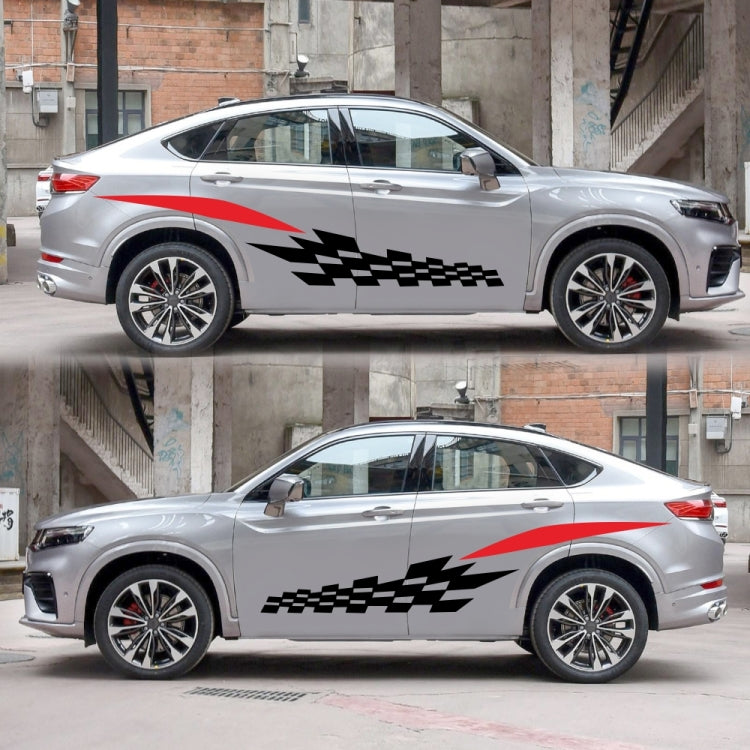 2 PCS/Set D-538 Checkered Totem Pattern Car Modified Decorative Sticker(Black+Red) - Decorative Sticker by PMC TechLife | Online Shopping South Africa | PMC TechLife | Buy Now Pay Later Mobicred