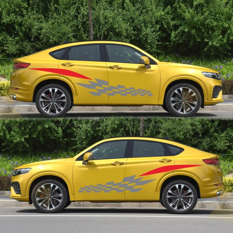 2 PCS/Set D-538 Checkered Totem Pattern Car Modified Decorative Sticker(Grey+Red) - Decorative Sticker by PMC TechLife | Online Shopping South Africa | PMC TechLife | Buy Now Pay Later Mobicred