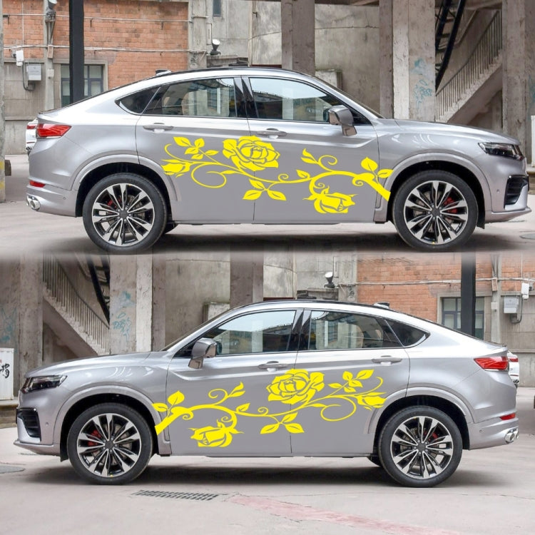 2 PCS/Set D-545 Rose Pattern Car Modified Decorative Sticker(Yellow) - Decorative Sticker by PMC TechLife | Online Shopping South Africa | PMC TechLife | Buy Now Pay Later Mobicred