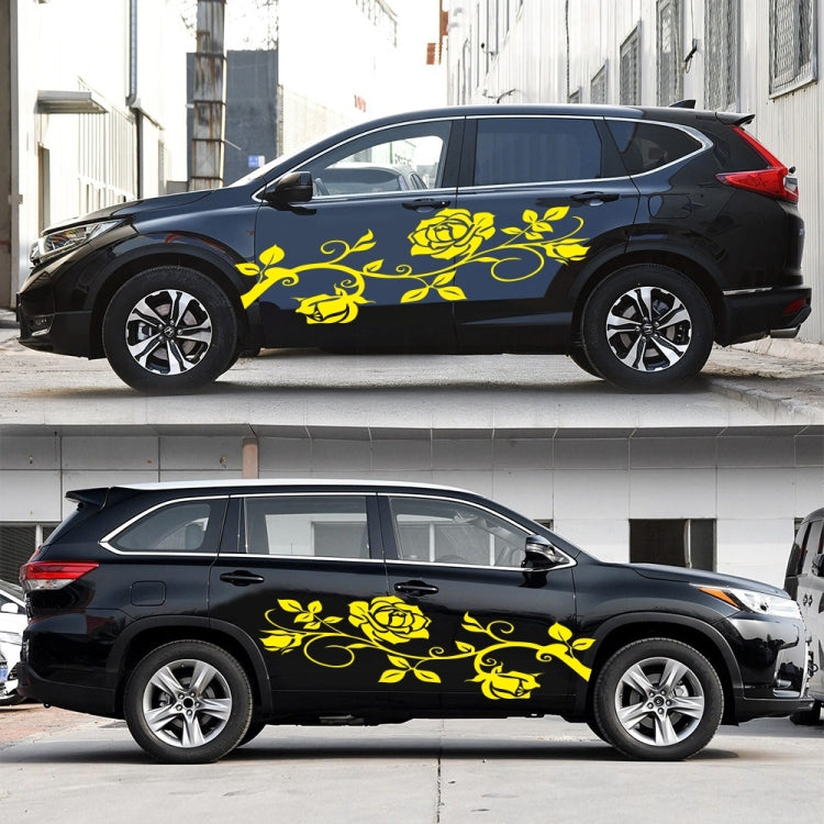 2 PCS/Set D-545 Rose Pattern Car Modified Decorative Sticker(Yellow) - Decorative Sticker by PMC TechLife | Online Shopping South Africa | PMC TechLife | Buy Now Pay Later Mobicred