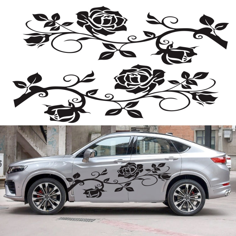 2 PCS/Set D-545 Rose Pattern Car Modified Decorative Sticker(Black) - Decorative Sticker by PMC Jewellery | Online Shopping South Africa | PMC Jewellery | Buy Now Pay Later Mobicred