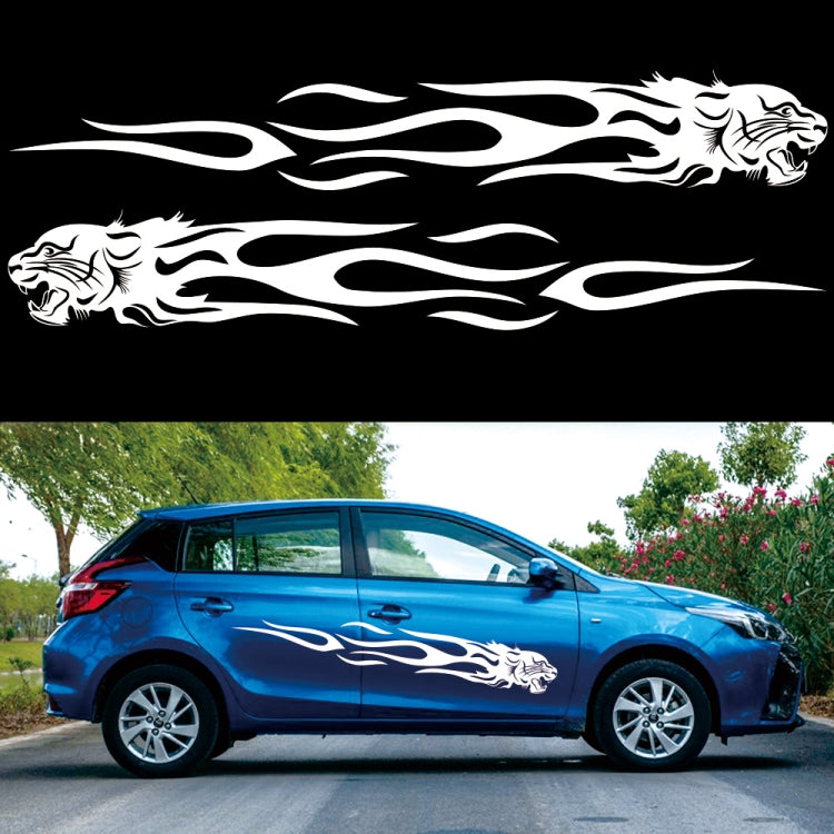 2 PCS/Set D-815 Flame Lion Pattern Car Modified Decorative Sticker(White) - Decorative Sticker by PMC TechLife | Online Shopping South Africa | PMC TechLife | Buy Now Pay Later Mobicred