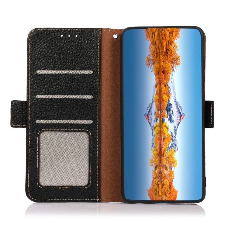 For Huawei Nova 10 KHAZNEH Side-Magnetic Litchi Genuine Leather RFID Phone Case(Black) - Huawei Cases by PMC TechLife | Online Shopping South Africa | PMC TechLife | Buy Now Pay Later Mobicred