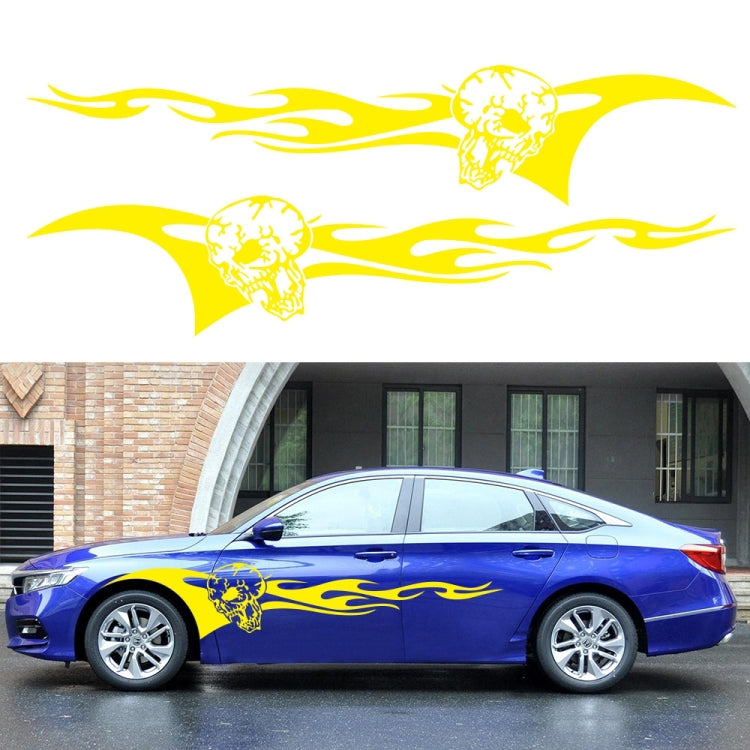 2 PCS/Set D-964 Skull Flame Pattern Car Modified Decorative Sticker(Yellow) - Decorative Sticker by PMC TechLife | Online Shopping South Africa | PMC TechLife | Buy Now Pay Later Mobicred