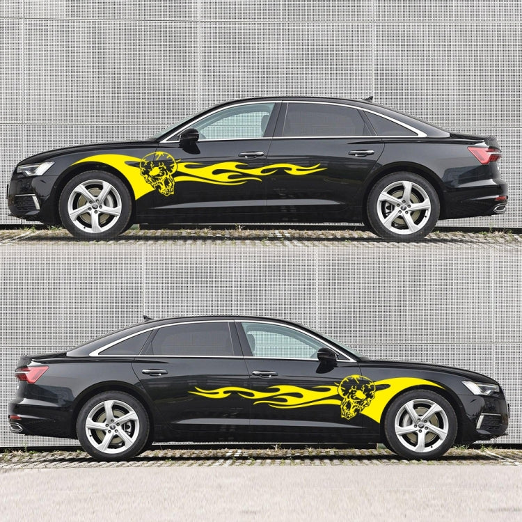 2 PCS/Set D-964 Skull Flame Pattern Car Modified Decorative Sticker(Yellow) - Decorative Sticker by PMC TechLife | Online Shopping South Africa | PMC TechLife | Buy Now Pay Later Mobicred