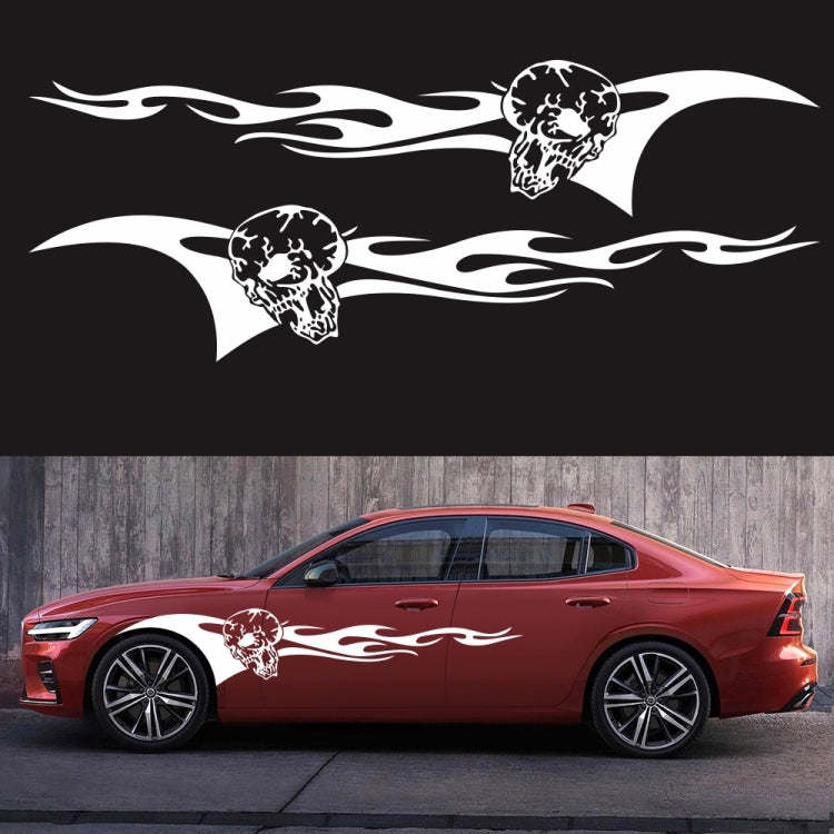 2 PCS/Set D-964 Skull Flame Pattern Car Modified Decorative Sticker(White) - Decorative Sticker by PMC TechLife | Online Shopping South Africa | PMC TechLife | Buy Now Pay Later Mobicred