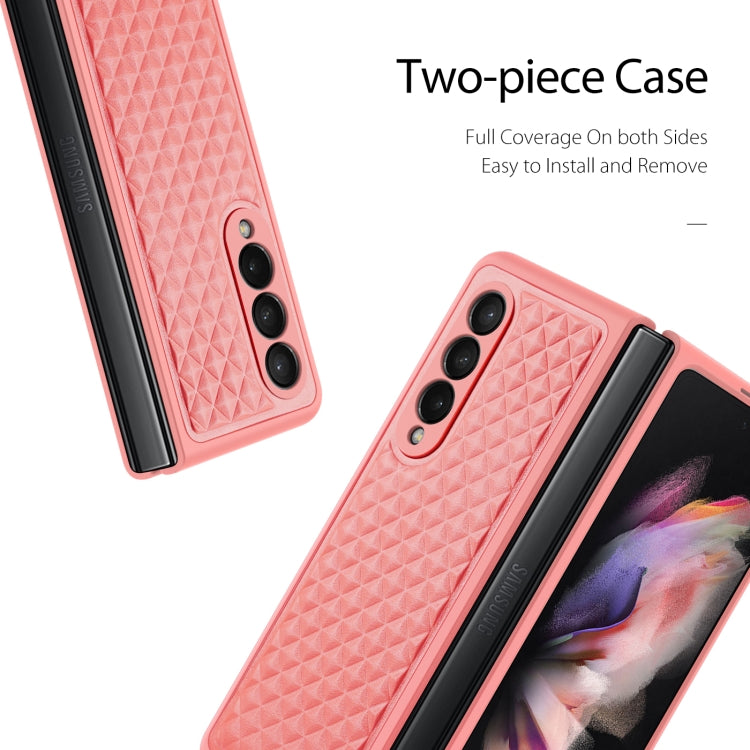 For Samsung Galaxy Z Fold3 5G DUX DUCIS Venice Series Shockproof Genuine Leather Phone Case(Pink) - Galaxy Phone Cases by DUX DUCIS | Online Shopping South Africa | PMC Jewellery | Buy Now Pay Later Mobicred