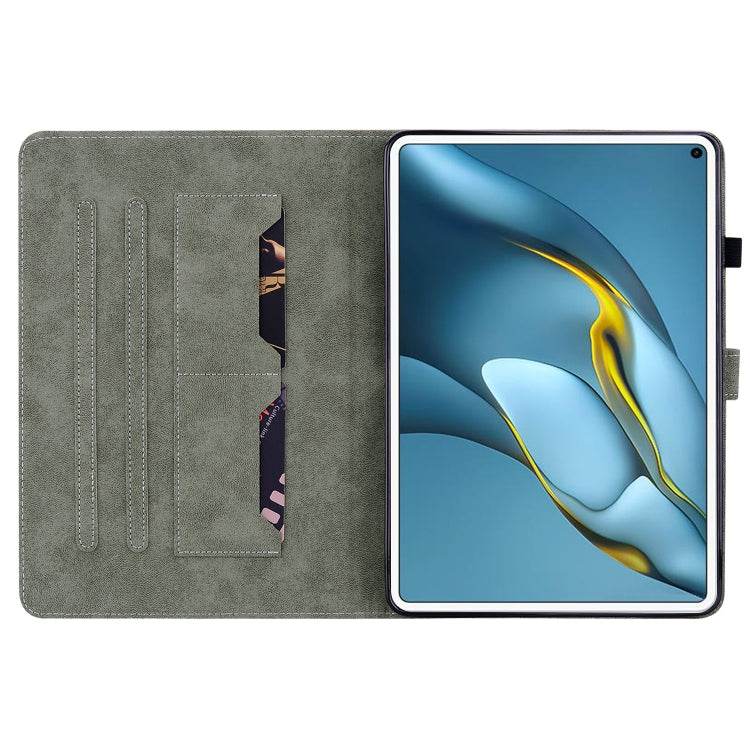 For Huawei MatePad Pro 10.8 2021/2018 Tiger Pattern PU Tablet Case(Dark Green) - Huawei by PMC TechLife | Online Shopping South Africa | PMC TechLife | Buy Now Pay Later Mobicred