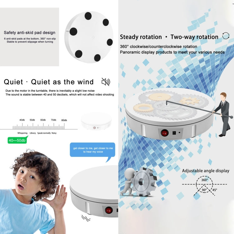 42cm Charging Rotating Display Stand Video Shooting Turntable, Load: 100kg, Power Plug:UK Plug(Black) -  by PMC TechLife | Online Shopping South Africa | PMC TechLife | Buy Now Pay Later Mobicred