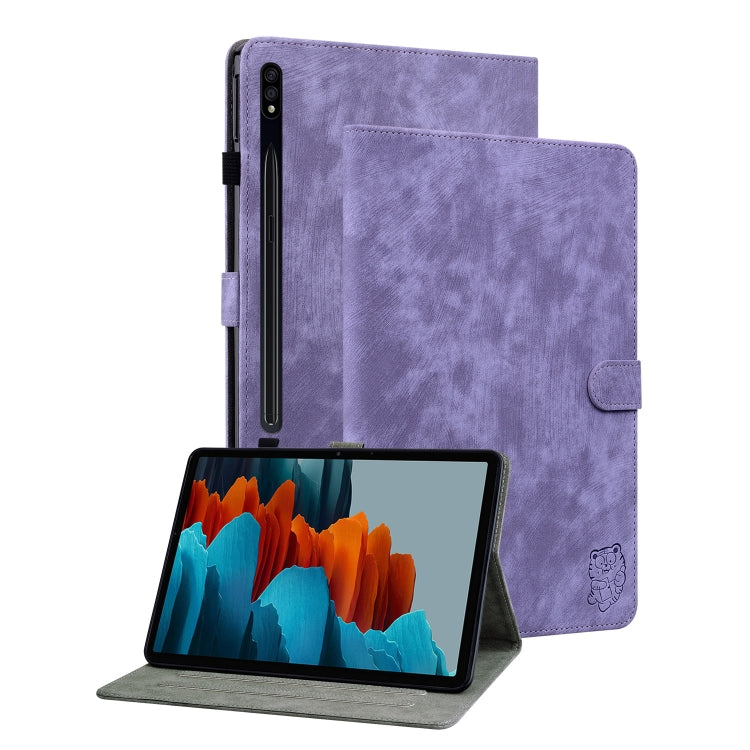 For Samsung Galaxy Tab S9+ Tiger Pattern Flip Leather Tablet Case(Purple) - Galaxy Tab S9+ Cases by PMC Jewellery | Online Shopping South Africa | PMC Jewellery | Buy Now Pay Later Mobicred