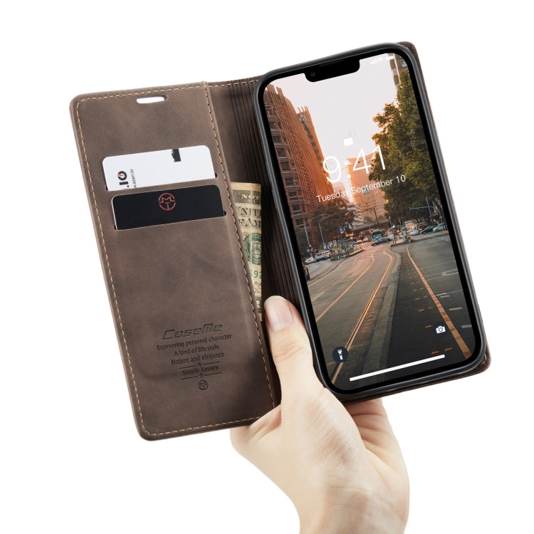 For iPhone 14 CaseMe-013 Multifunctional Retro Frosted Leather Phone Case (Coffee) - iPhone 14 Cases by CaseMe | Online Shopping South Africa | PMC Jewellery | Buy Now Pay Later Mobicred